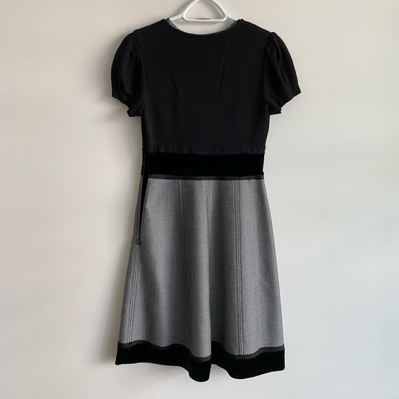 BCBG MAXAZRIA Black Velvet Colour Block Dress - Picture 4 of 5